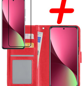 BASEY. BASEY. Xiaomi 12 Hoesje Bookcase Rood Met Screenprotector