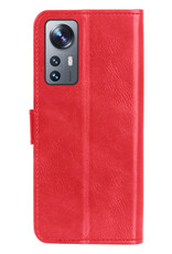 BASEY. Hoes Geschikt voor Xiaomi 12 Hoesje Bookcase Hoes Flip Case Book Cover Met Screenprotector - Hoesje Geschikt voor Xiaomi 12 Hoes Book Case Hoesje - Rood