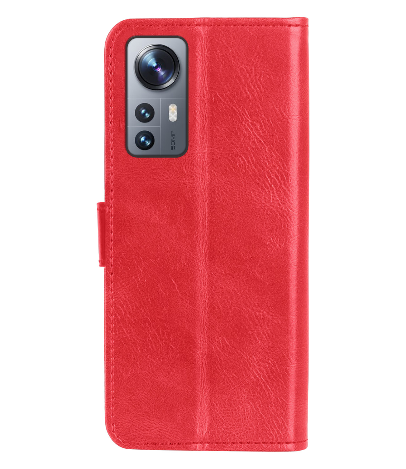 BASEY. Hoes Geschikt voor Xiaomi 12 Hoesje Bookcase Hoes Flip Case Book Cover Met Screenprotector - Hoesje Geschikt voor Xiaomi 12 Hoes Book Case Hoesje - Rood