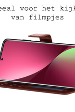 BASEY. Hoes Geschikt voor Xiaomi 12 Hoesje Bookcase Hoes Flip Case Book Cover Met Screenprotector - Hoesje Geschikt voor Xiaomi 12 Hoes Book Case Hoesje - Bruin