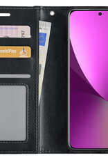 Nomfy Hoesje Geschikt voor Xiaomi 12 Hoes Bookcase Flipcase Book Cover - Hoes Geschikt voor Xiaomi 12 Hoesje Book Case - Zwart