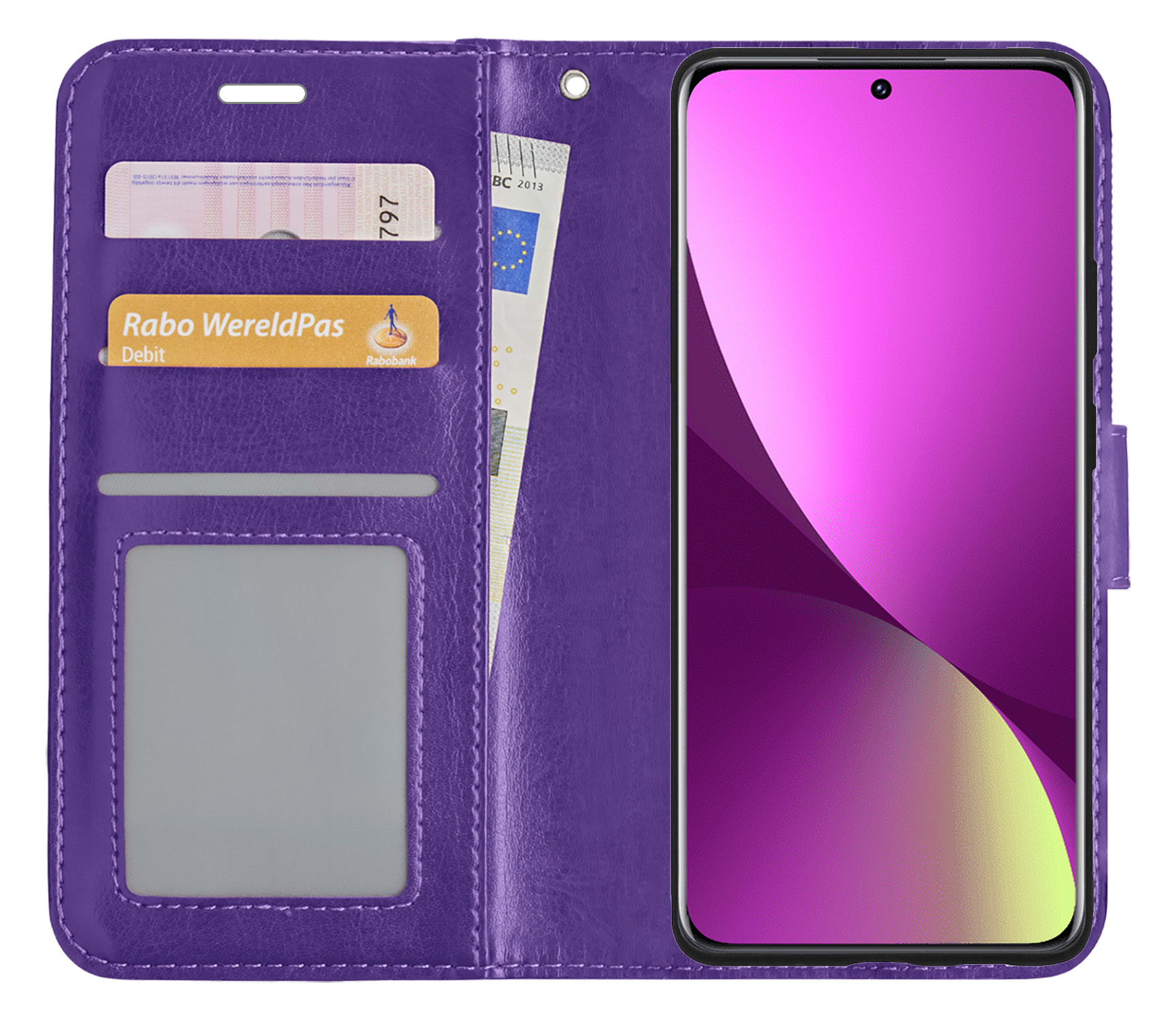 Nomfy Hoesje Geschikt voor Xiaomi 12 Hoes Bookcase Flipcase Book Cover - Hoes Geschikt voor Xiaomi 12 Hoesje Book Case - Paars