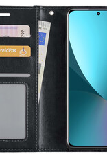 NoXx Hoes Geschikt voor Xiaomi 12 Hoesje Book Case Hoes Flip Cover Wallet Bookcase - Zwart