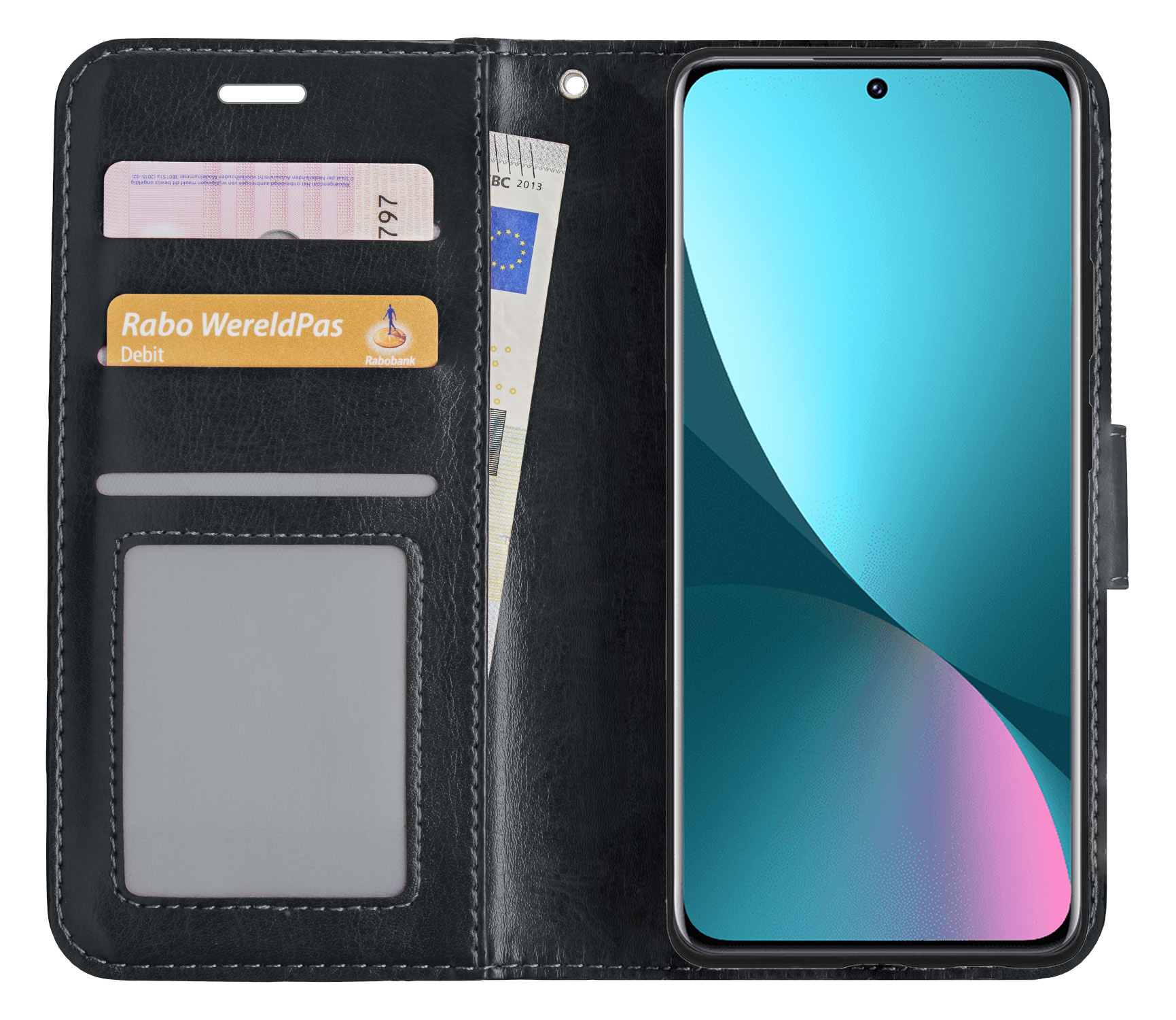 NoXx Hoes Geschikt voor Xiaomi 12 Hoesje Book Case Hoes Flip Cover Wallet Bookcase - Zwart