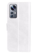 NoXx Hoes Geschikt voor Xiaomi 12 Hoesje Book Case Hoes Flip Cover Wallet Bookcase - Wit