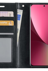 BASEY. Hoes Geschikt voor Xiaomi 12 Hoesje Bookcase Hoes Flip Case Book Cover - Hoesje Geschikt voor Xiaomi 12 Hoes Book Case Hoesje - Zwart