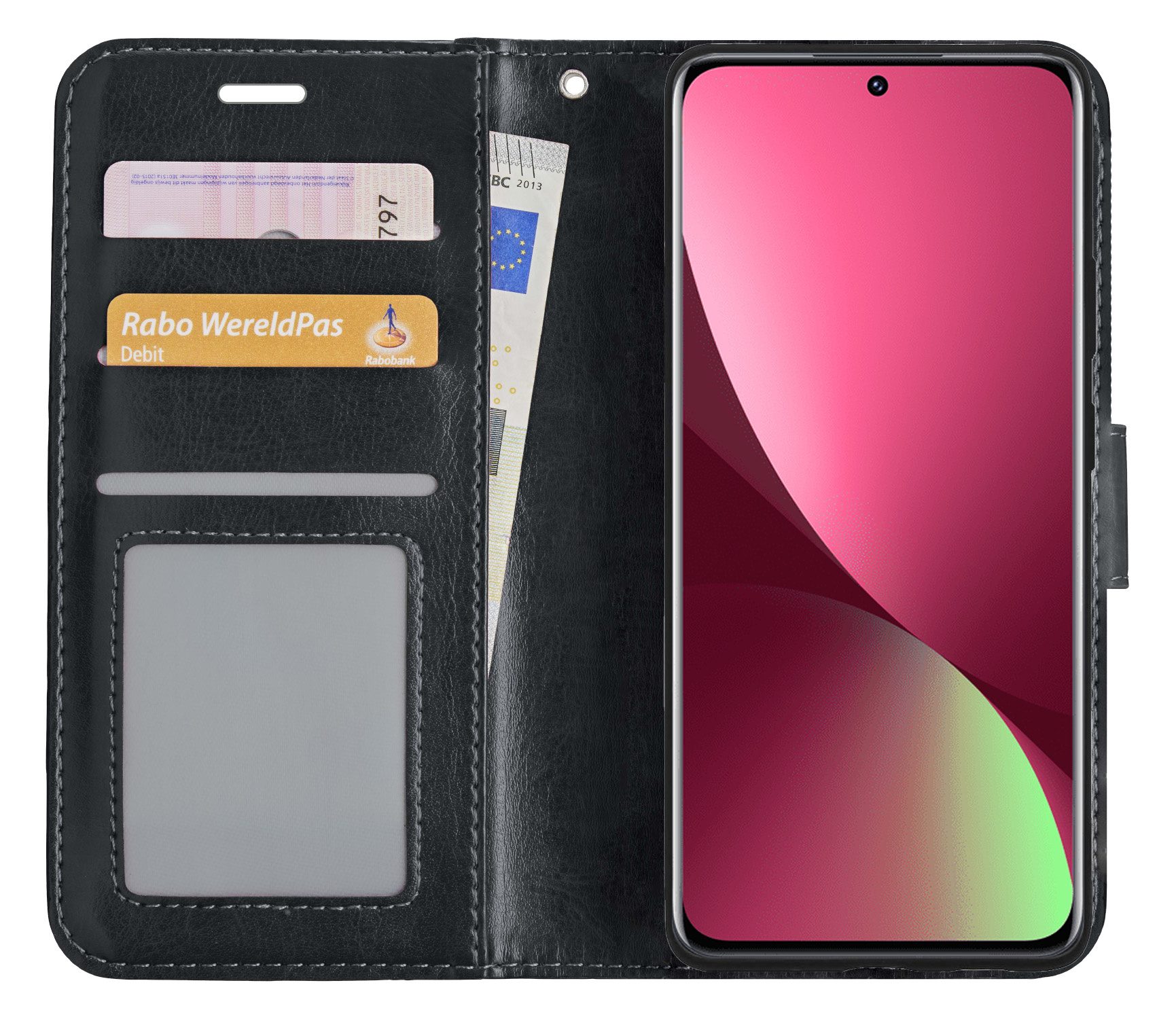 BASEY. Hoes Geschikt voor Xiaomi 12 Hoesje Bookcase Hoes Flip Case Book Cover - Hoesje Geschikt voor Xiaomi 12 Hoes Book Case Hoesje - Zwart
