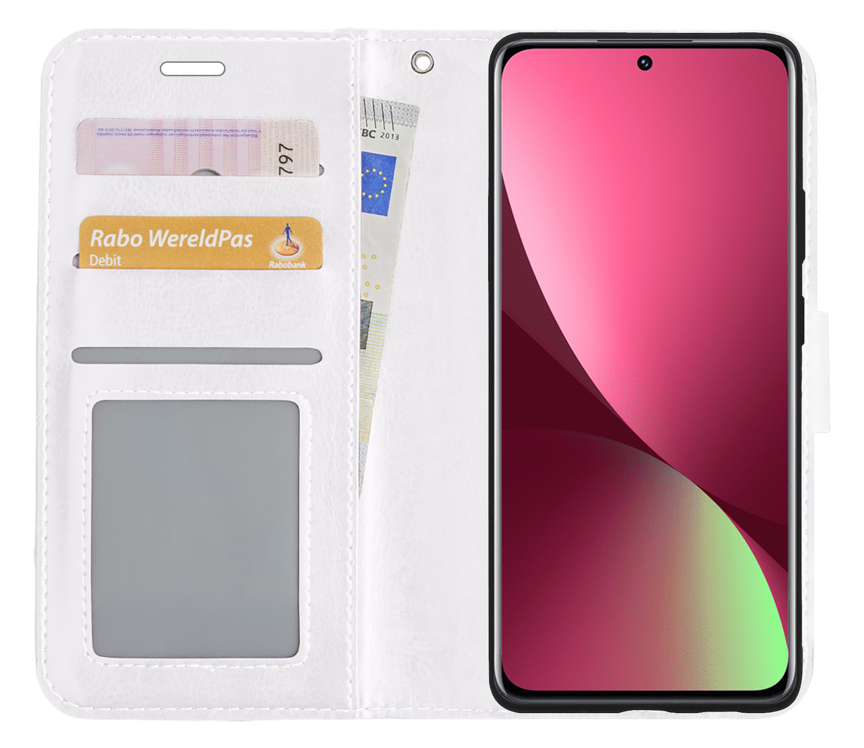 BASEY. Hoes Geschikt voor Xiaomi 12 Hoesje Bookcase Hoes Flip Case Book Cover - Hoesje Geschikt voor Xiaomi 12 Hoes Book Case Hoesje - Wit