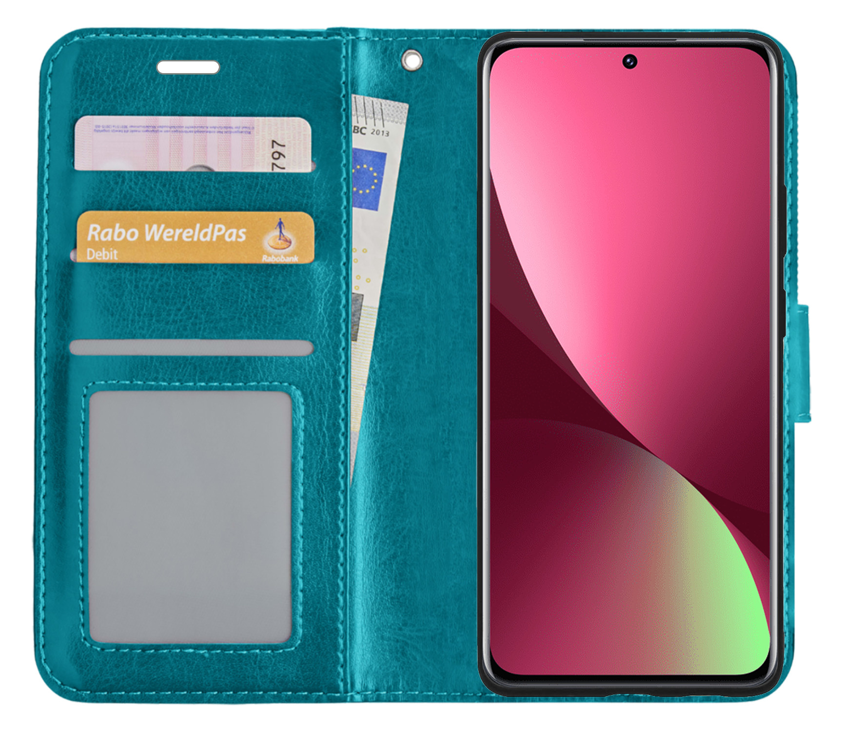 BASEY. Hoes Geschikt voor Xiaomi 12 Hoesje Bookcase Hoes Flip Case Book Cover - Hoesje Geschikt voor Xiaomi 12 Hoes Book Case Hoesje - Turquoise