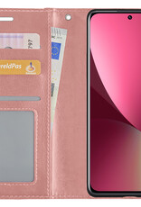 BASEY. Hoes Geschikt voor Xiaomi 12 Hoesje Bookcase Hoes Flip Case Book Cover - Hoesje Geschikt voor Xiaomi 12 Hoes Book Case Hoesje - Rosé goud