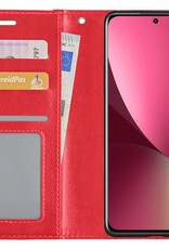 BASEY. Hoes Geschikt voor Xiaomi 12 Hoesje Bookcase Hoes Flip Case Book Cover - Hoesje Geschikt voor Xiaomi 12 Hoes Book Case Hoesje - Rood
