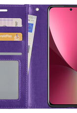 BASEY. Hoes Geschikt voor Xiaomi 12 Hoesje Bookcase Hoes Flip Case Book Cover - Hoesje Geschikt voor Xiaomi 12 Hoes Book Case Hoesje - Paars