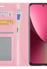 BASEY. Hoes Geschikt voor Xiaomi 12 Hoesje Bookcase Hoes Flip Case Book Cover - Hoesje Geschikt voor Xiaomi 12 Hoes Book Case Hoesje - Lichtroze