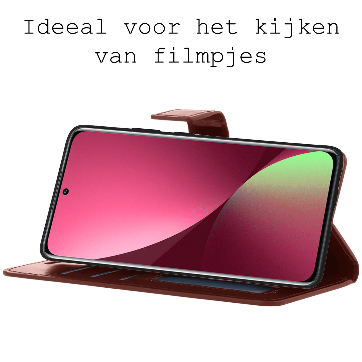 BASEY. Hoes Geschikt voor Xiaomi 12X Hoesje Bookcase Hoes Flip Case Book Cover - Hoesje Geschikt voor Xiaomi 12X Hoes Book Case Hoesje - Bruin