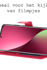 BASEY. Hoes Geschikt voor Xiaomi 12X Hoesje Bookcase Hoes Flip Case Book Cover - Hoesje Geschikt voor Xiaomi 12X Hoes Book Case Hoesje - Donkerroze