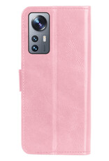 BASEY. Hoes Geschikt voor Xiaomi 12X Hoesje Bookcase Hoes Flip Case Book Cover - Hoesje Geschikt voor Xiaomi 12X Hoes Book Case Hoesje - Lichtroze
