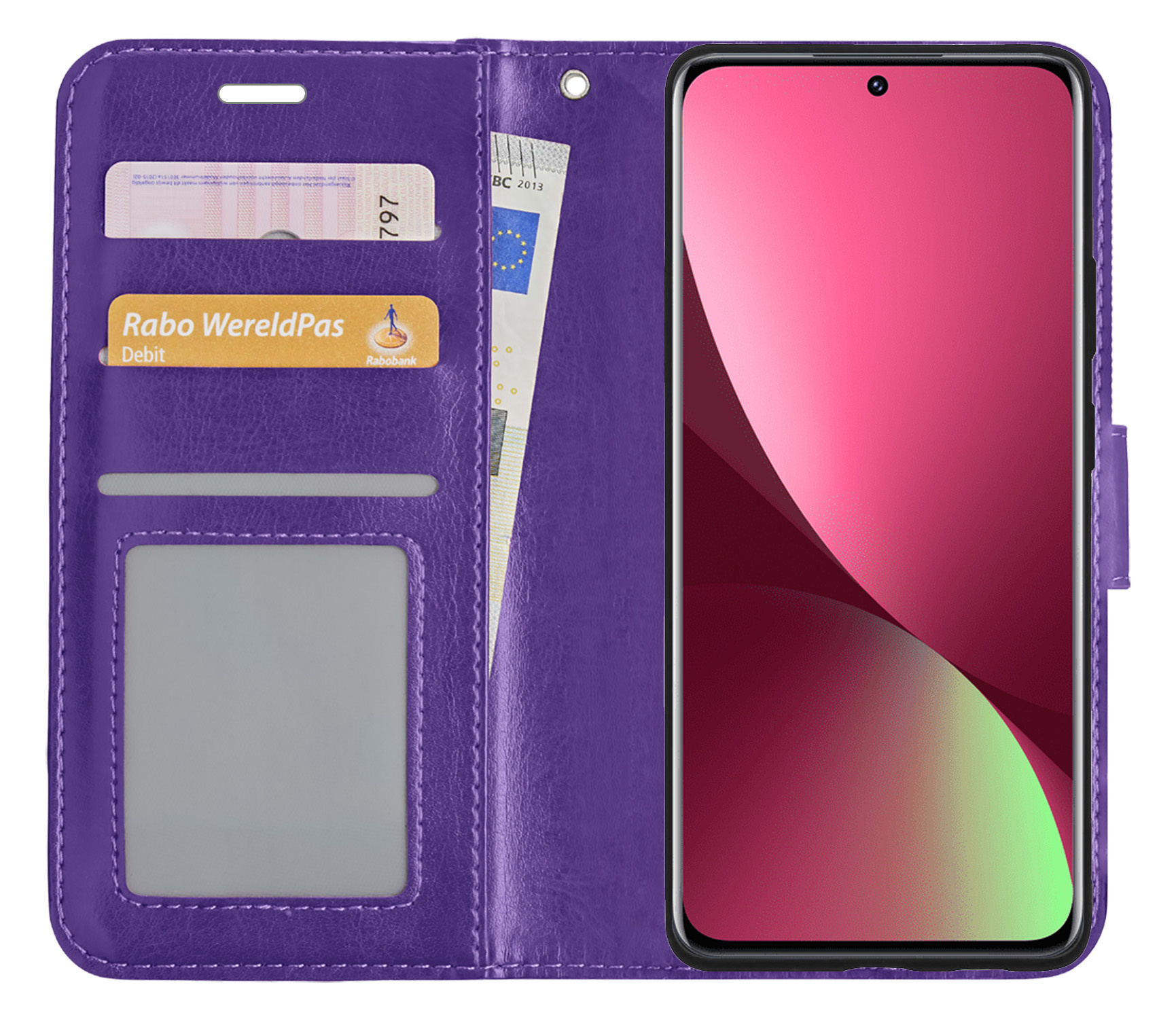 BASEY. Hoes Geschikt voor Xiaomi 12X Hoesje Bookcase Hoes Flip Case Book Cover - Hoesje Geschikt voor Xiaomi 12X Hoes Book Case Hoesje - Paars