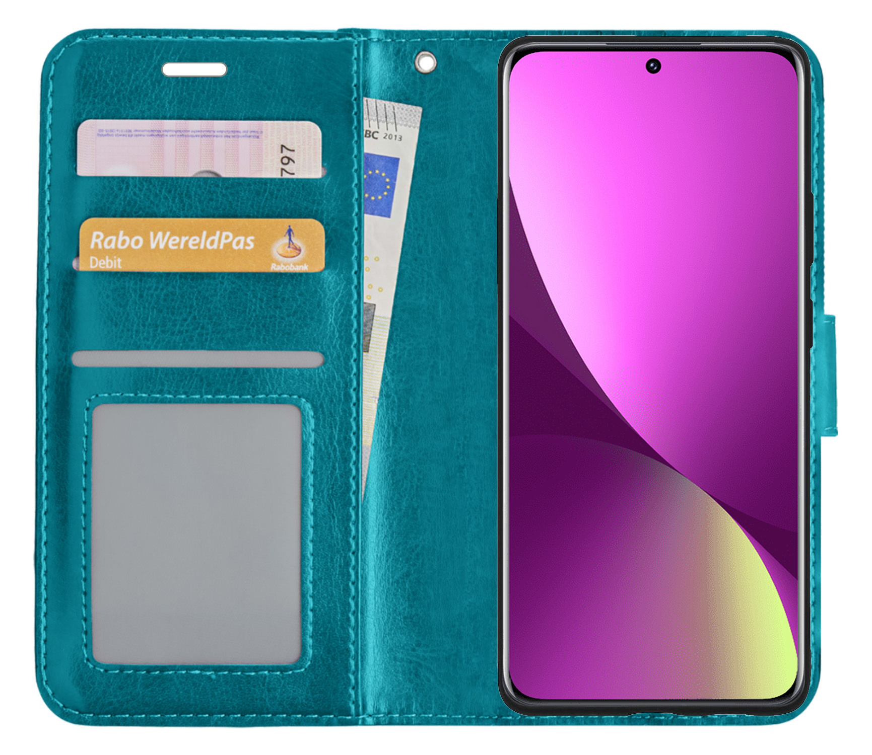 Nomfy Hoesje Geschikt voor Xiaomi 12X Hoes Bookcase Flipcase Book Cover - Hoes Geschikt voor Xiaomi 12X Hoesje Book Case - Turquoise