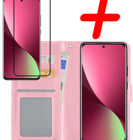 BASEY. BASEY. Xiaomi 12X Hoesje Bookcase Lichtroze Met Screenprotector