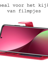 BASEY. Hoes Geschikt voor Xiaomi 12X Hoesje Bookcase Hoes Flip Case Book Cover Met 2x Screenprotector - Hoesje Geschikt voor Xiaomi 12X Hoes Book Case Hoesje - Donkerroze