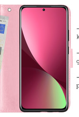 BASEY. Hoes Geschikt voor Xiaomi 12X Hoesje Bookcase Hoes Flip Case Book Cover Met 2x Screenprotector - Hoesje Geschikt voor Xiaomi 12X Hoes Book Case Hoesje - Lichtroze