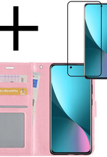 NoXx Hoes Geschikt voor Xiaomi 12X Hoesje Book Case Hoes Flip Cover Wallet Bookcase Met Screenprotector - Lichtroze