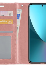 NoXx Hoes Geschikt voor Xiaomi 12X Hoesje Book Case Hoes Flip Cover Wallet Bookcase Met Screenprotector - Rosé goud
