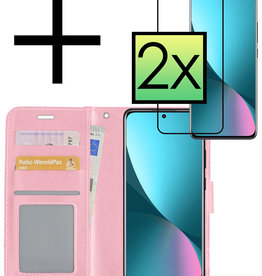 NoXx NoXx Xiaomi 12X Hoesje Bookcase Lichtroze Met 2x Screenprotector