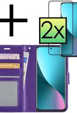 NoXx Hoes Geschikt voor Xiaomi 12X Hoesje Book Case Hoes Flip Cover Wallet Bookcase Met 2x Screenprotector - Paars