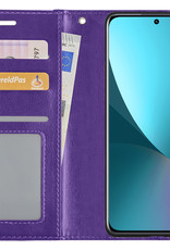NoXx Xiaomi 12X Hoesje Book Case Hoes Flip Cover Bookcase 2x Met Screenprotector - Paars