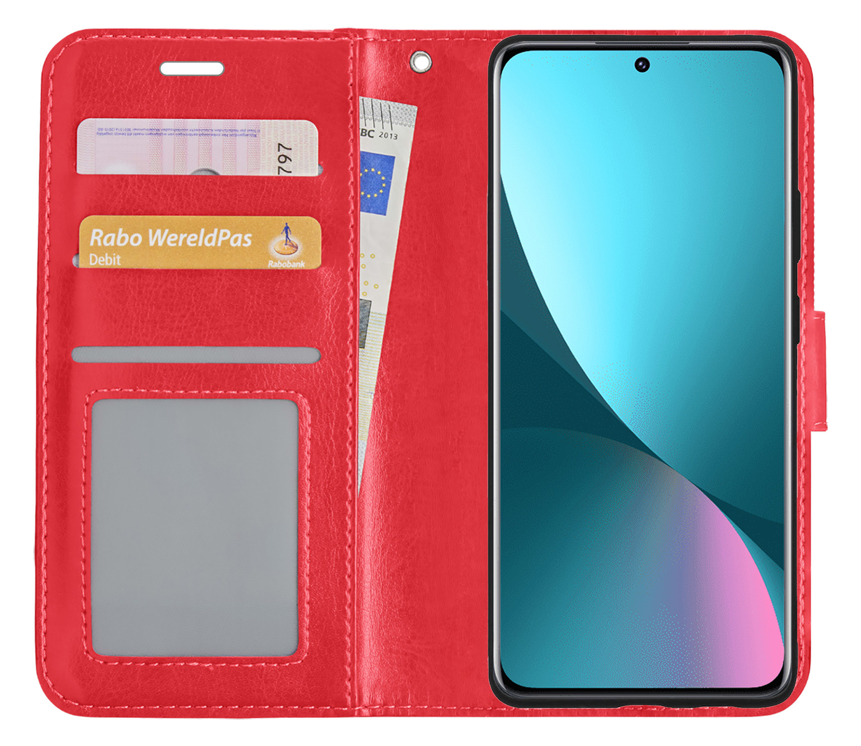 NoXx Hoes Geschikt voor Xiaomi 12X Hoesje Book Case Hoes Flip Cover Wallet Bookcase Met 2x Screenprotector - Rood
