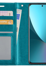 NoXx Hoes Geschikt voor Xiaomi 12X Hoesje Book Case Hoes Flip Cover Wallet Bookcase Met 2x Screenprotector - Turquoise