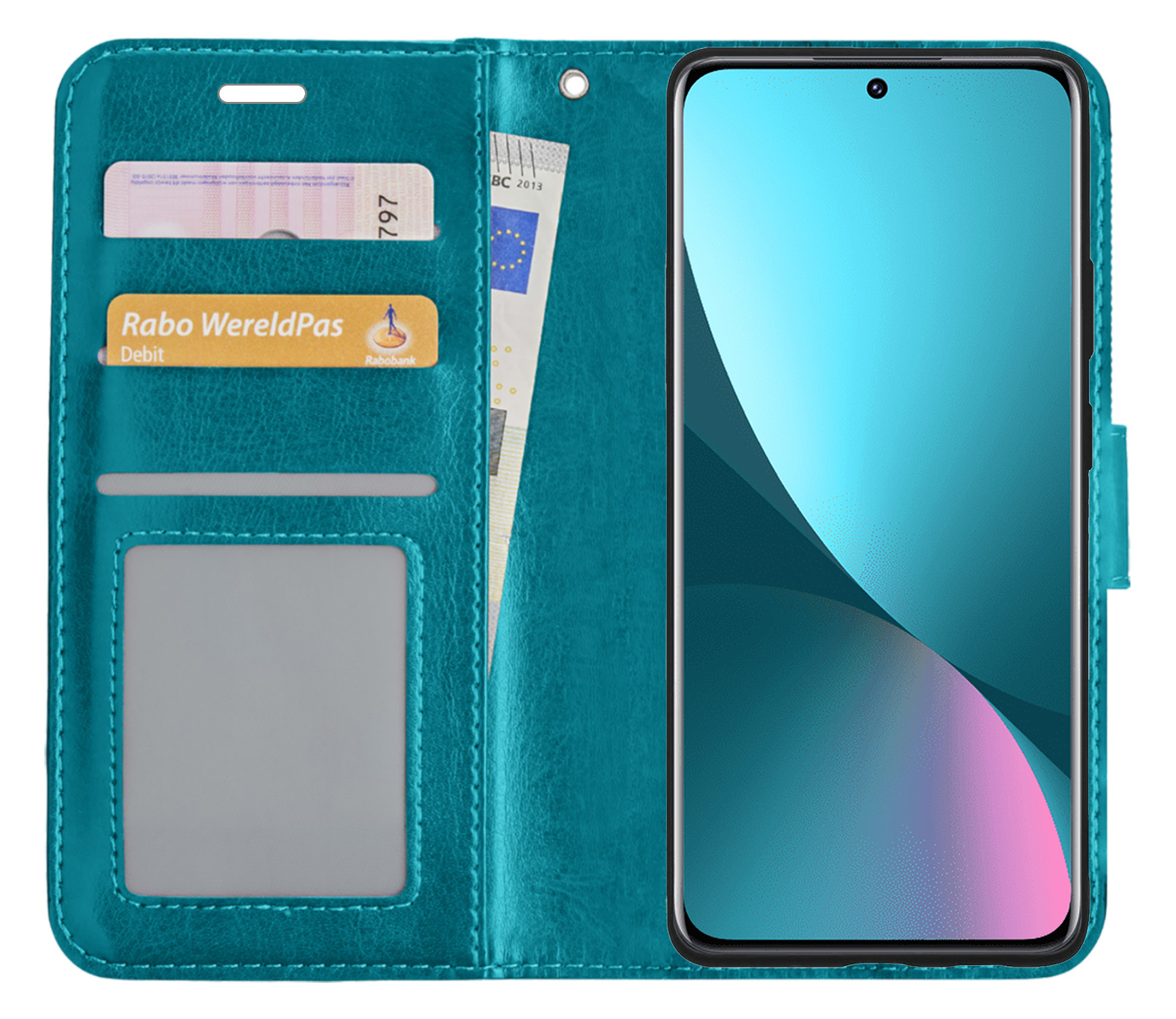 NoXx Hoes Geschikt voor Xiaomi 12X Hoesje Book Case Hoes Flip Cover Wallet Bookcase Met 2x Screenprotector - Turquoise