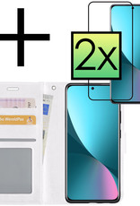 NoXx Hoes Geschikt voor Xiaomi 12X Hoesje Book Case Hoes Flip Cover Wallet Bookcase Met 2x Screenprotector - Wit