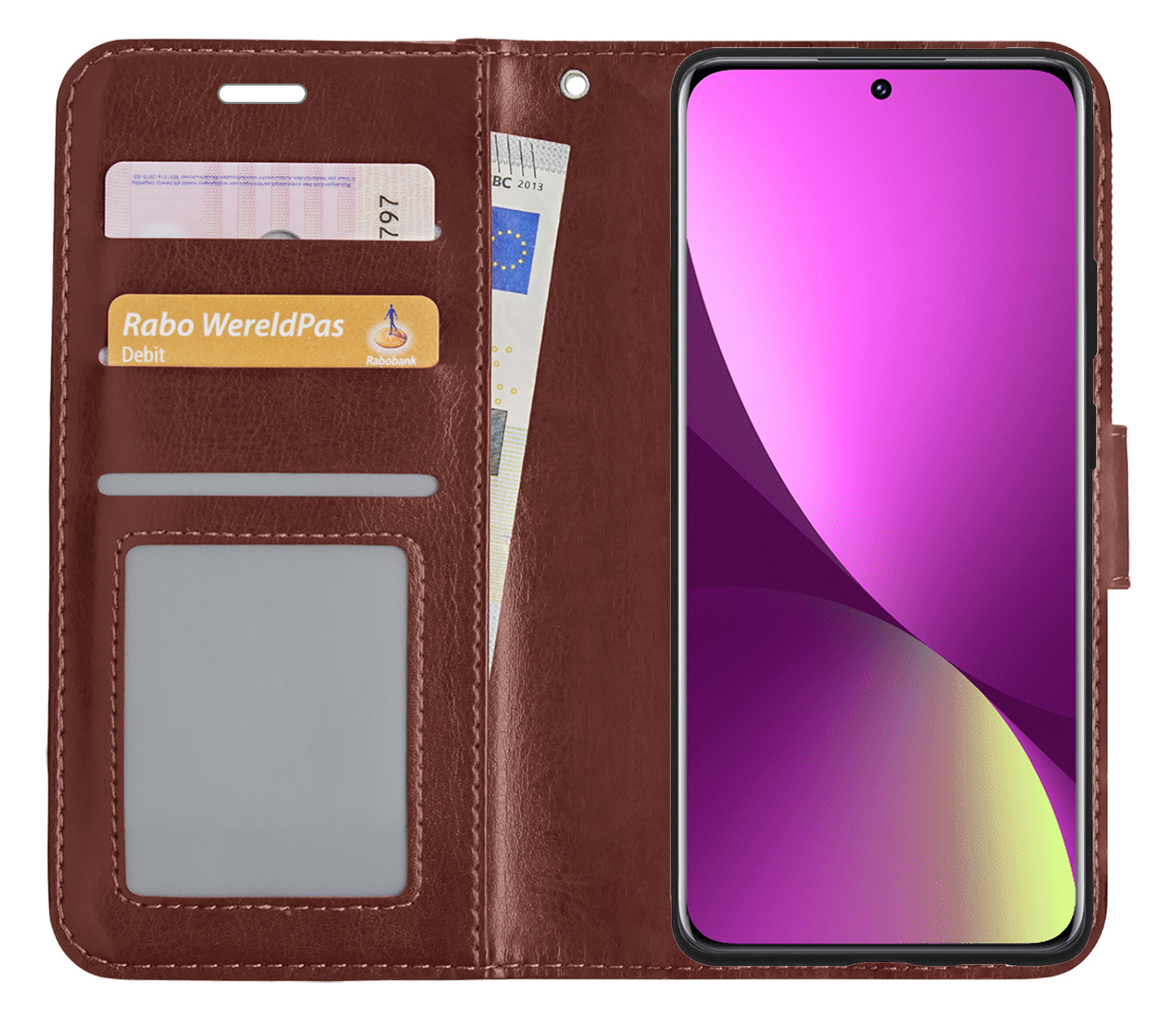 Nomfy Hoesje Geschikt voor Xiaomi 12X Hoes Bookcase Flipcase Book Cover Met Screenprotector - Hoes Geschikt voor Xiaomi 12X Hoesje Book Case - Bruin