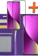 Nomfy Xiaomi 12X Hoes Bookcase Flipcase Book Cover Met Screenprotector - Xiaomi 12X Hoesje Book Case - Paars