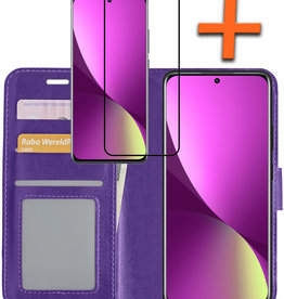 Nomfy Nomfy Xiaomi 12X Hoesje Bookcase Paars Met Screenprotector