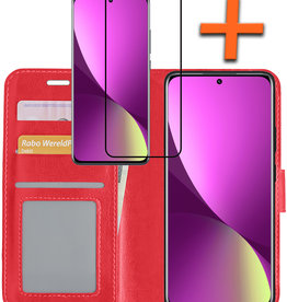 Nomfy Nomfy Xiaomi 12X Hoesje Bookcase Rood Met Screenprotector