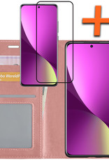 Nomfy Hoesje Geschikt voor Xiaomi 12X Hoes Bookcase Flipcase Book Cover Met Screenprotector - Hoes Geschikt voor Xiaomi 12X Hoesje Book Case - Rosé goud