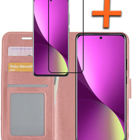 Nomfy Nomfy Xiaomi 12X Hoesje Bookcase Rose Goud Met Screenprotector