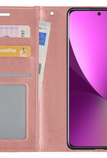 Nomfy Hoesje Geschikt voor Xiaomi 12X Hoes Bookcase Flipcase Book Cover Met Screenprotector - Hoes Geschikt voor Xiaomi 12X Hoesje Book Case - Rosé goud