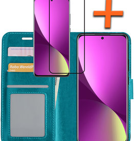Nomfy Nomfy Xiaomi 12X Hoesje Bookcase Turquoise Met Screenprotector