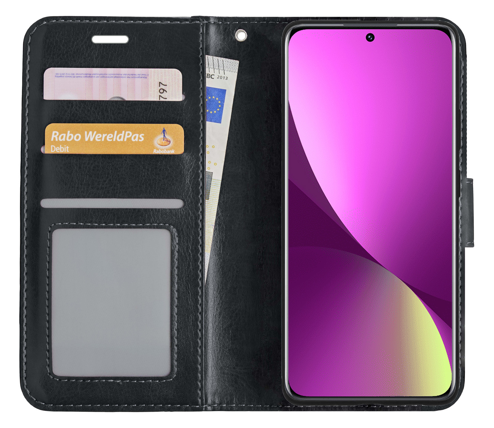 Nomfy Hoesje Geschikt voor Xiaomi 12X Hoes Bookcase Flipcase Book Cover Met Screenprotector - Hoes Geschikt voor Xiaomi 12X Hoesje Book Case - Zwart