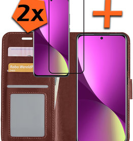 Nomfy Nomfy Xiaomi 12X Hoesje Bookcase Bruin Met 2x Screenprotector