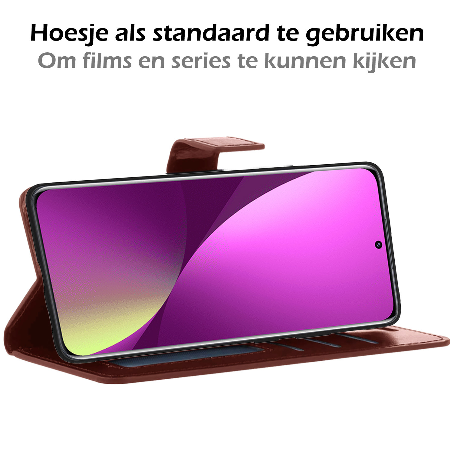 Nomfy Hoesje Geschikt voor Xiaomi 12X Hoes Bookcase Flipcase Book Cover Met 2x Screenprotector - Hoes Geschikt voor Xiaomi 12X Hoesje Book Case - Bruin