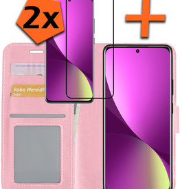 Nomfy Nomfy Xiaomi 12X Hoesje Bookcase Lichtroze Met 2x Screenprotector
