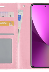 Nomfy Xiaomi 12X Hoes Bookcase Flipcase Book Cover Met 2x Screenprotector - Xiaomi 12X Hoesje Book Case - Lichtroze