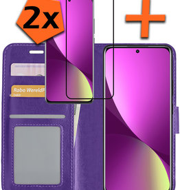 Nomfy Nomfy Xiaomi 12X Hoesje Bookcase Paars Met 2x Screenprotector