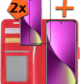 Nomfy Nomfy Xiaomi 12X Hoesje Bookcase Rood Met 2x Screenprotector