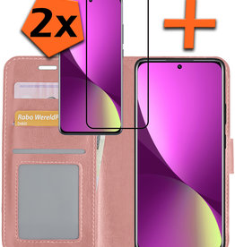 Nomfy Nomfy Xiaomi 12X Hoesje Bookcase Rose Goud Met 2x Screenprotector